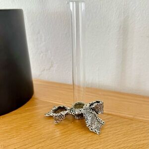 Vintage Small Pewter Bow Bud Vase